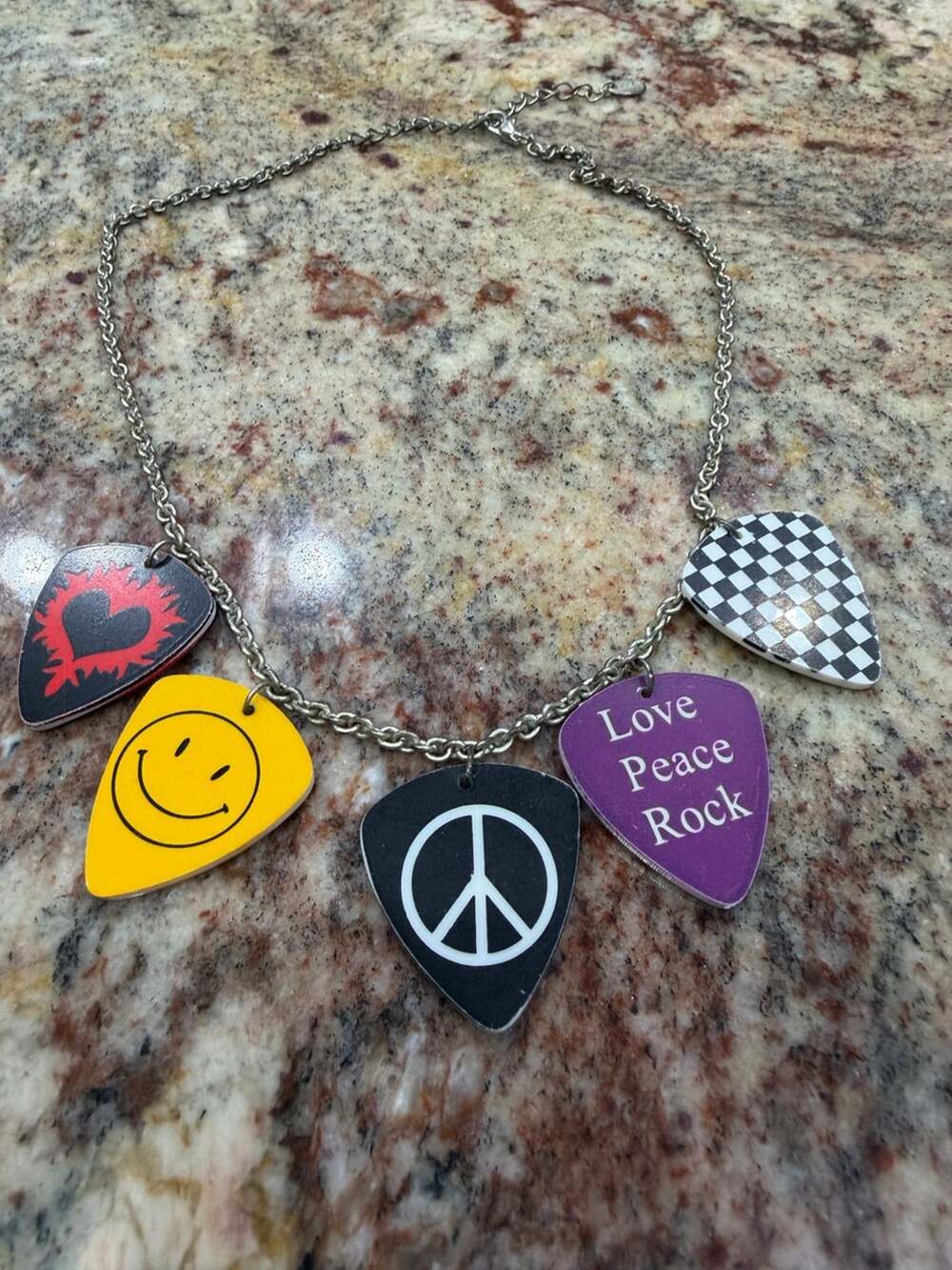 Claire's Guitar Pick Charm Necklace